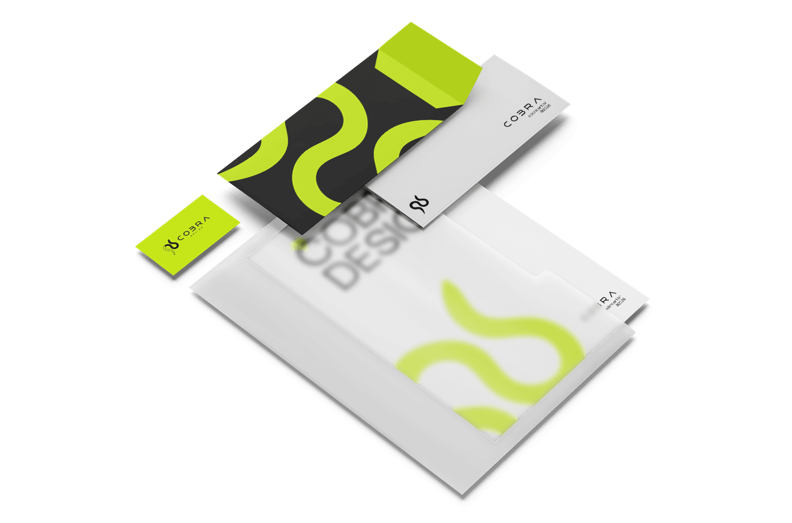 Mockup de identidade visual e branding desenvolvido pela Cobra