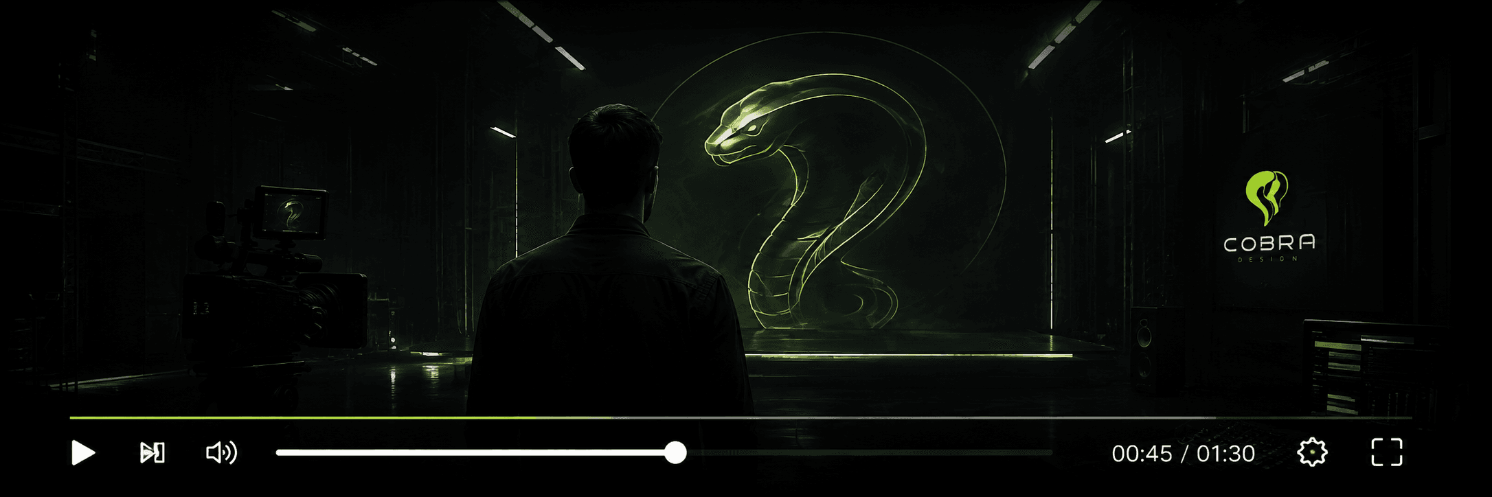 Mockup de produção de vídeos e conteúdos audiovisuais desenvolvidos pela Cobra