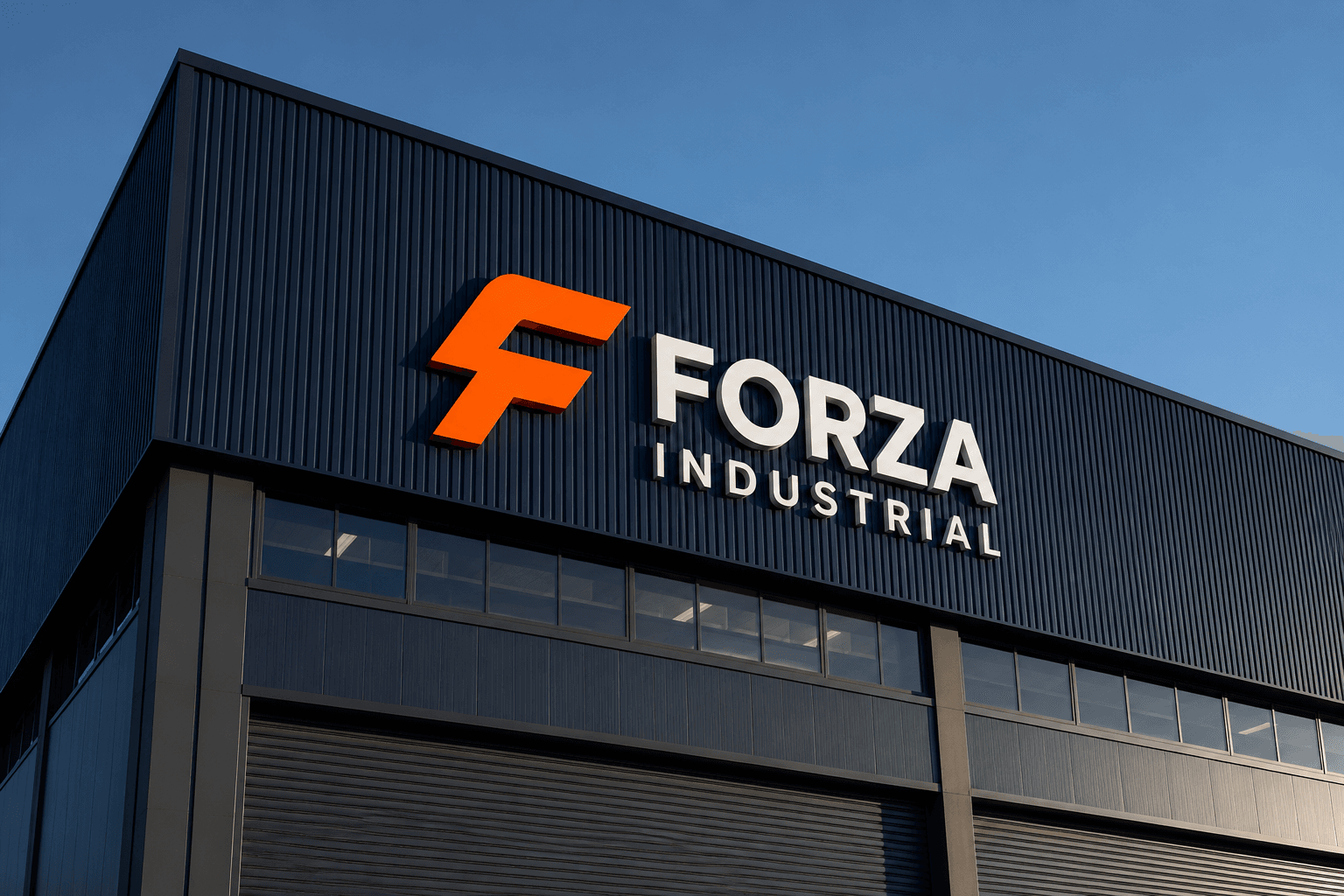 Identidade Forza Industrial aplicada na fachada